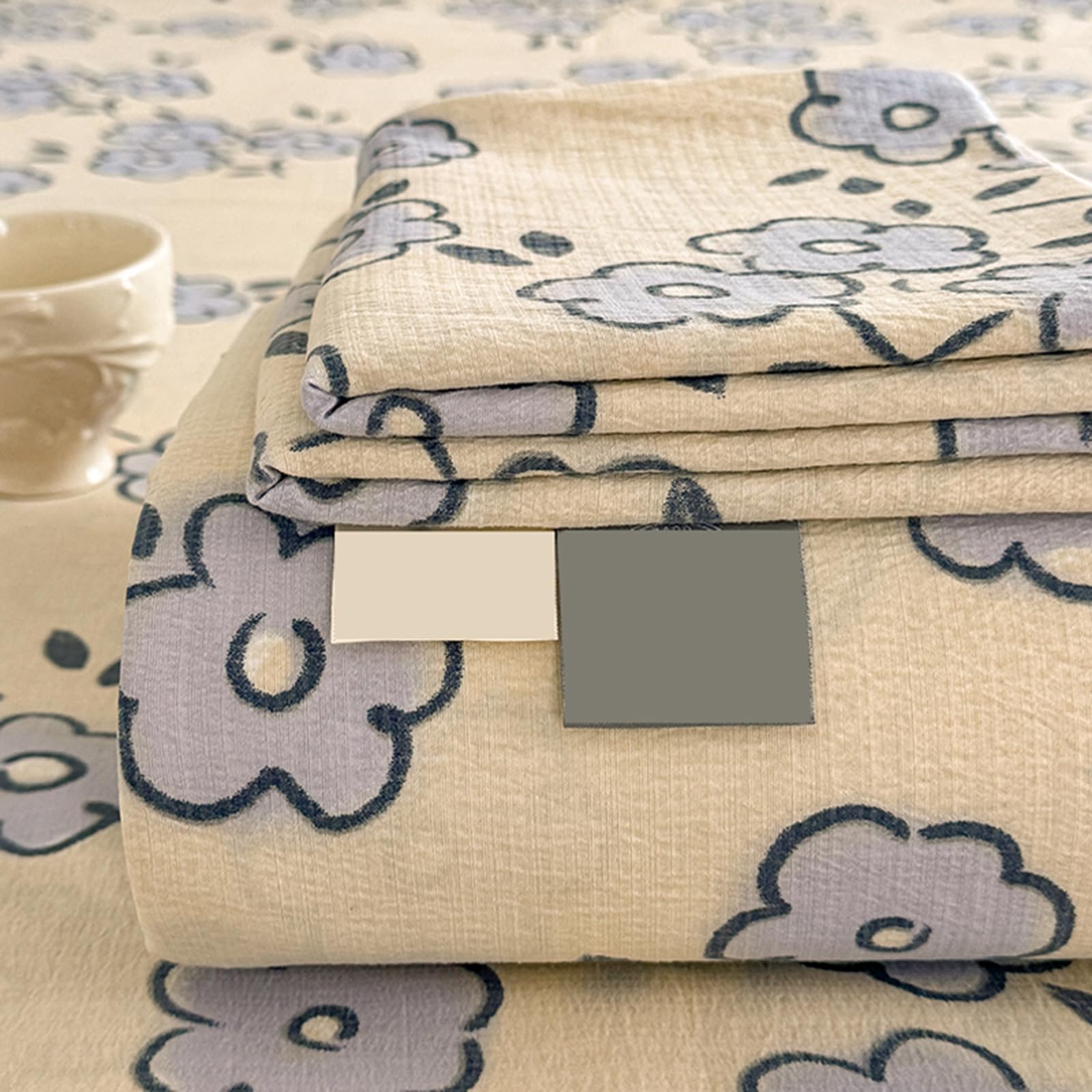 ZCXRYFL Thick Bed Sheet Soft Cotton Bedding Single Double Queen King Flat Sheet Floral Pattern Mattress Decorative Blanket Sheets, Breathable, Washable, Vintage Style(160x230cm,D)