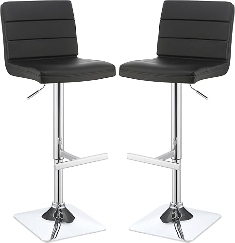 Coaster Home Furnishings Bianca 120695 Taburete tapizado ajustable negro (juego de 2)