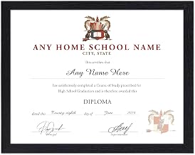 Personalized Custom Home School Family Academy, High School Novelty Diploma, Certificate Award Education Class Student Teacher Graduate, Choice of Color, Option to Frame, Owl Emblem - 8.5" by 11"