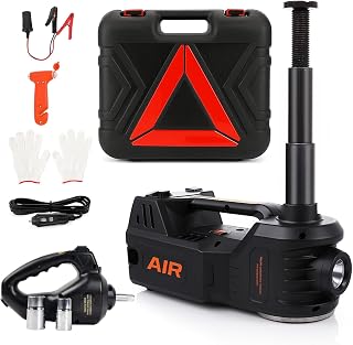 STANDTALL Electric Car Jack Kit 5 Ton 12V Hydraulic Floor Jack with Impact Wrench and Tire Inflator Pump Lift Jack with LED Light for SUV Sedan Truck Road Emergency Tire Change