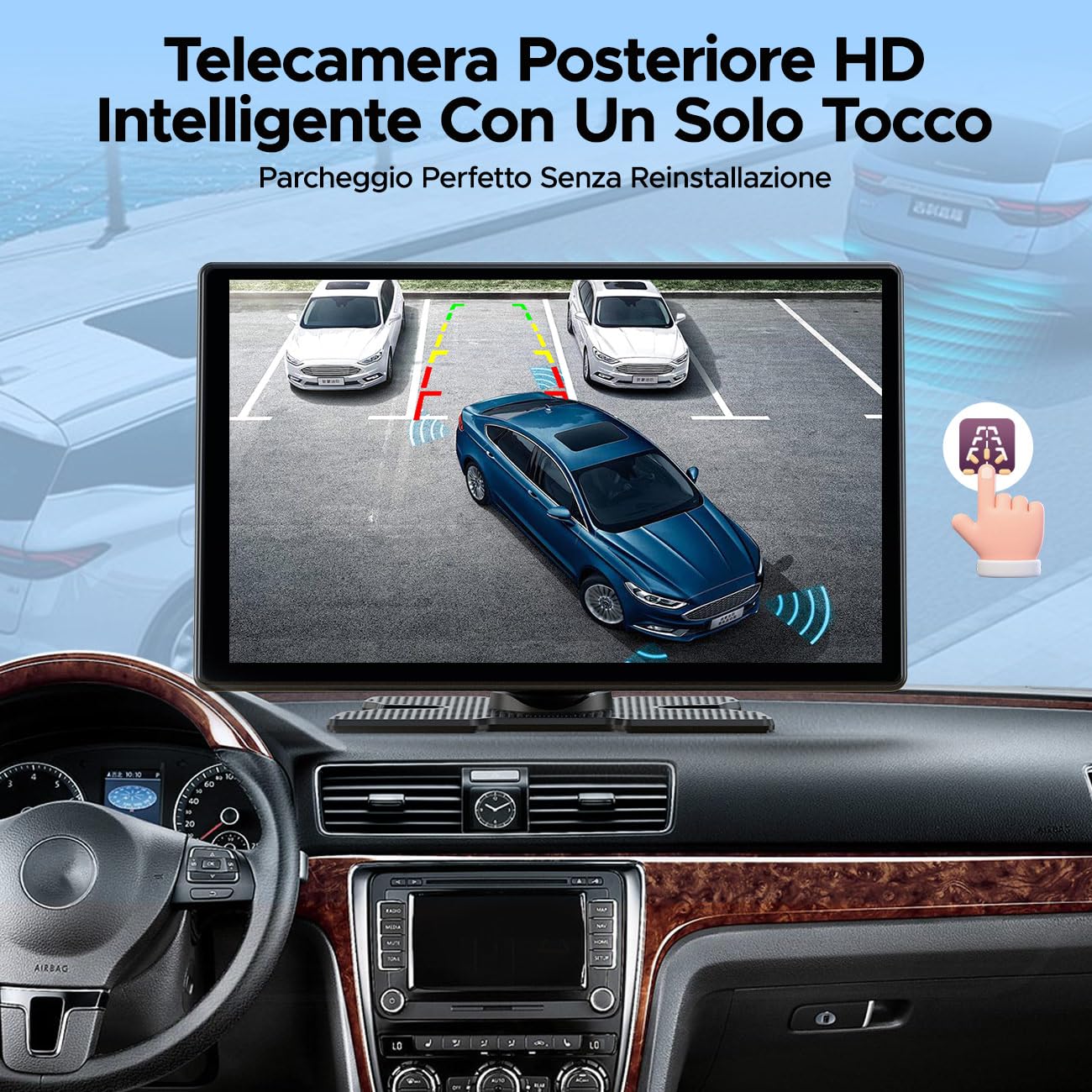 LAMTTO Carplay Wireless Schermo per Auto con Net-flix Youtube 9 Pollici AppIe CarPlay e Android Auto,Autoradio Senza Fili Stereo Car Play Display con Bluetooth/Navigazione/Assistente Vocale/OTA/FM/AUX