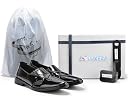 LUXEZA Men's Patent Leather Formal Slip-On Shoes | Stylish Party & Wedding Jodhpuri Mojari Loafers | Comfortable & Traditional (Brown, UK Footwear Size System, Adult, Men, Numeric, Medium, 8) gallery image