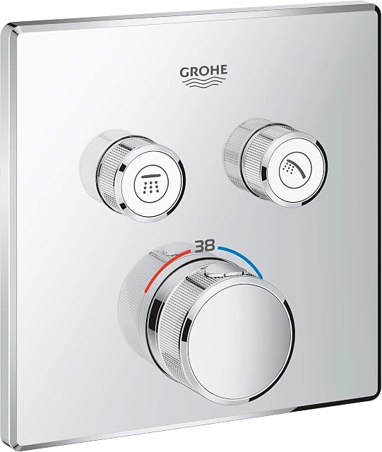 GROHE 29124000 | Grohtherm SmartControl Thermostat Concealed | Square | Chrome, 2 Valves