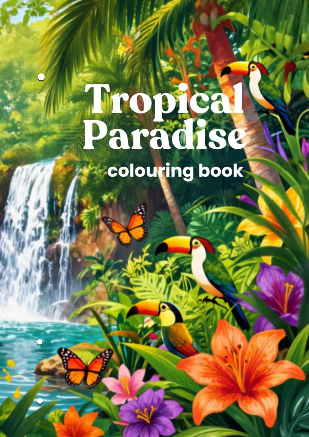 Tropical Paradise Colouring Book: Relaxing Tropical Flowers, Palm Trees, Exotic Birds, Beaches & Nature Designs for Adults and Teens