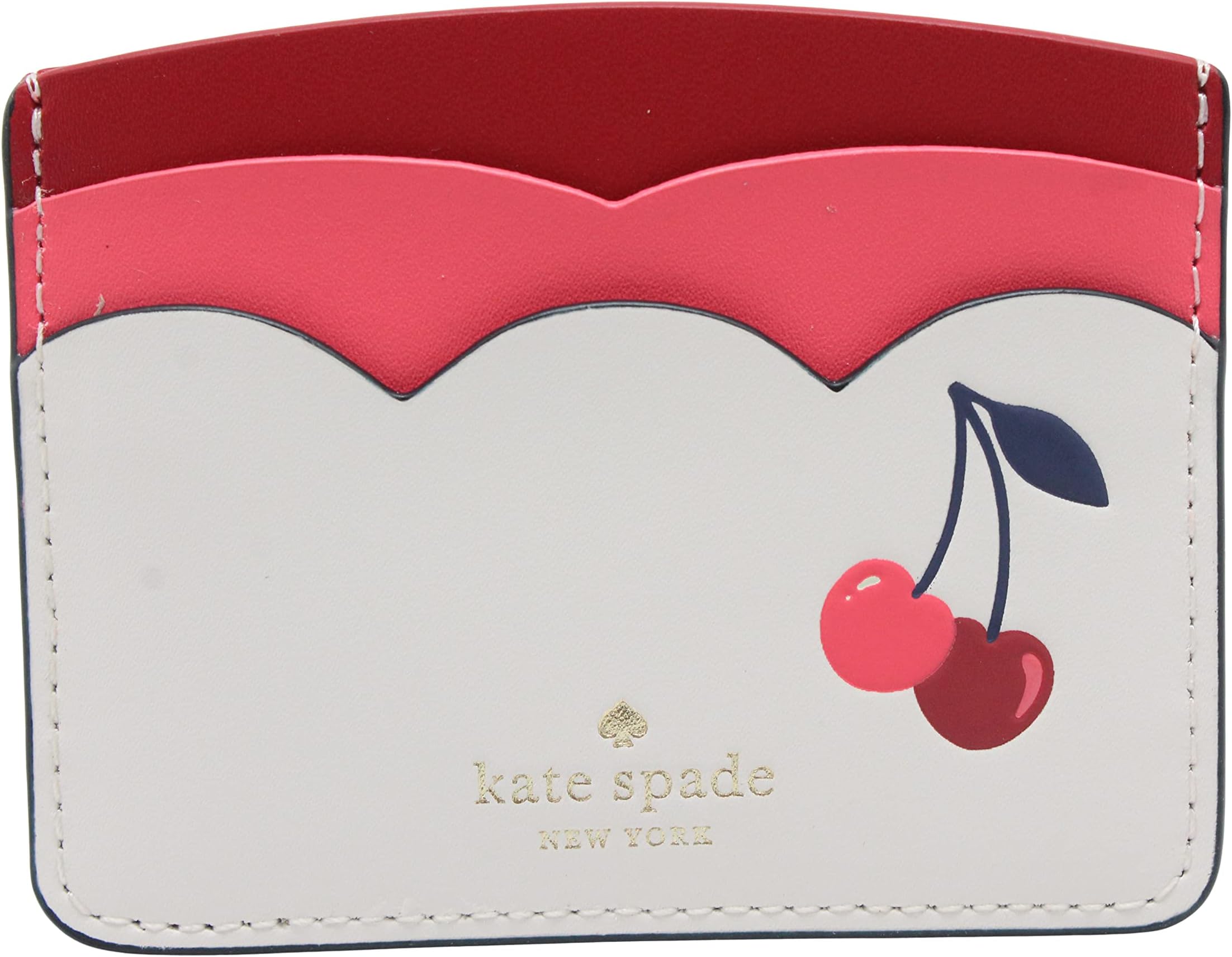 kate Spae New York Bing Small Slim Cherry Card Holder Cream Multi