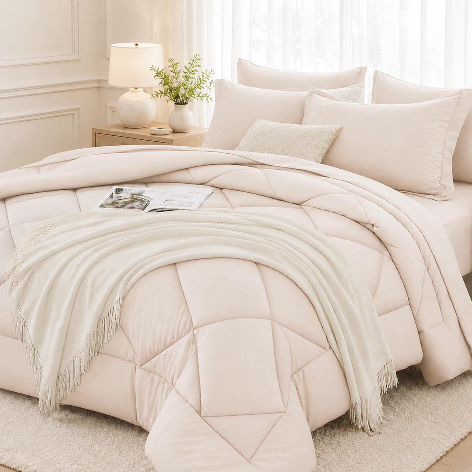 FUANNA Twin XL Comforter Set in Beige