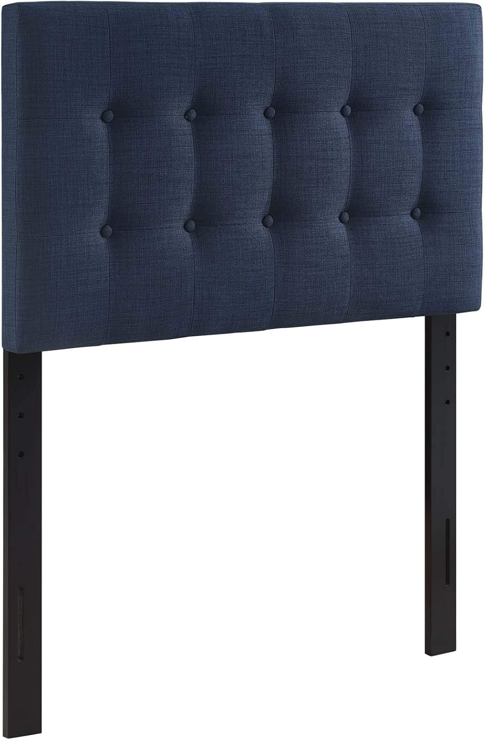 Modway Emily Tufted Button Linen Fabric Upholstered Twin Headboard in Navy