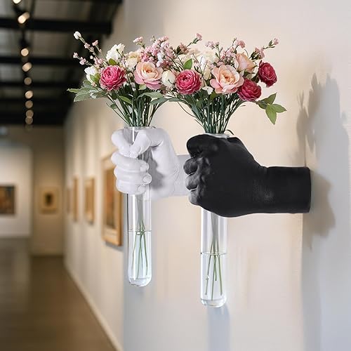 Miniatura 4 de 2 piezas de esculturas de pared, florero de manos para decoración del hogar, escultura artística de montaje en pared, estatua de arte de pared