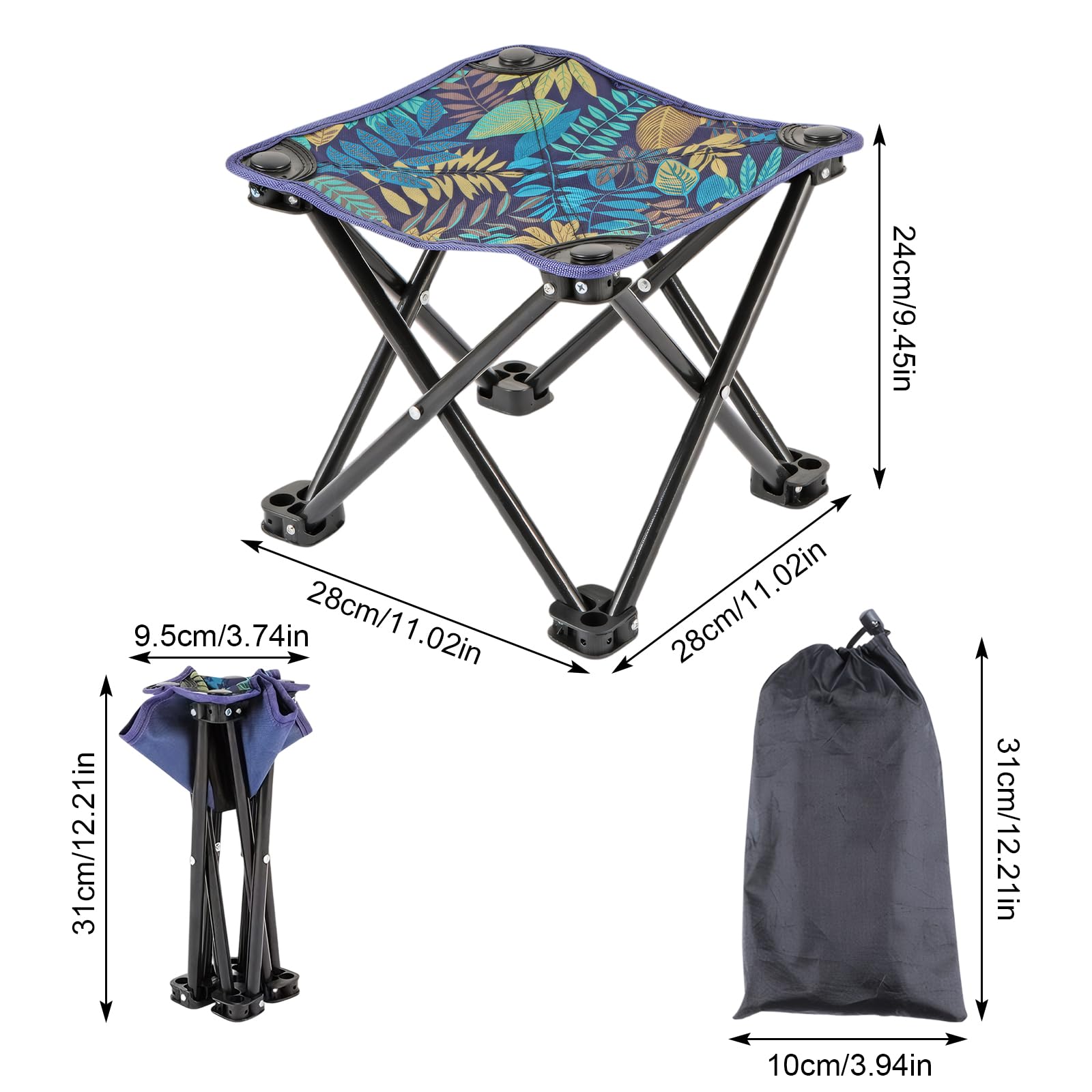 Sgabello Pieghevole Portatile Per Esterni - Ultra Leggero 0,7kg, In Acciaio Al Carbonio, Portata 129kg, Per Campeggio, Pesca, Picnic (Kaki)