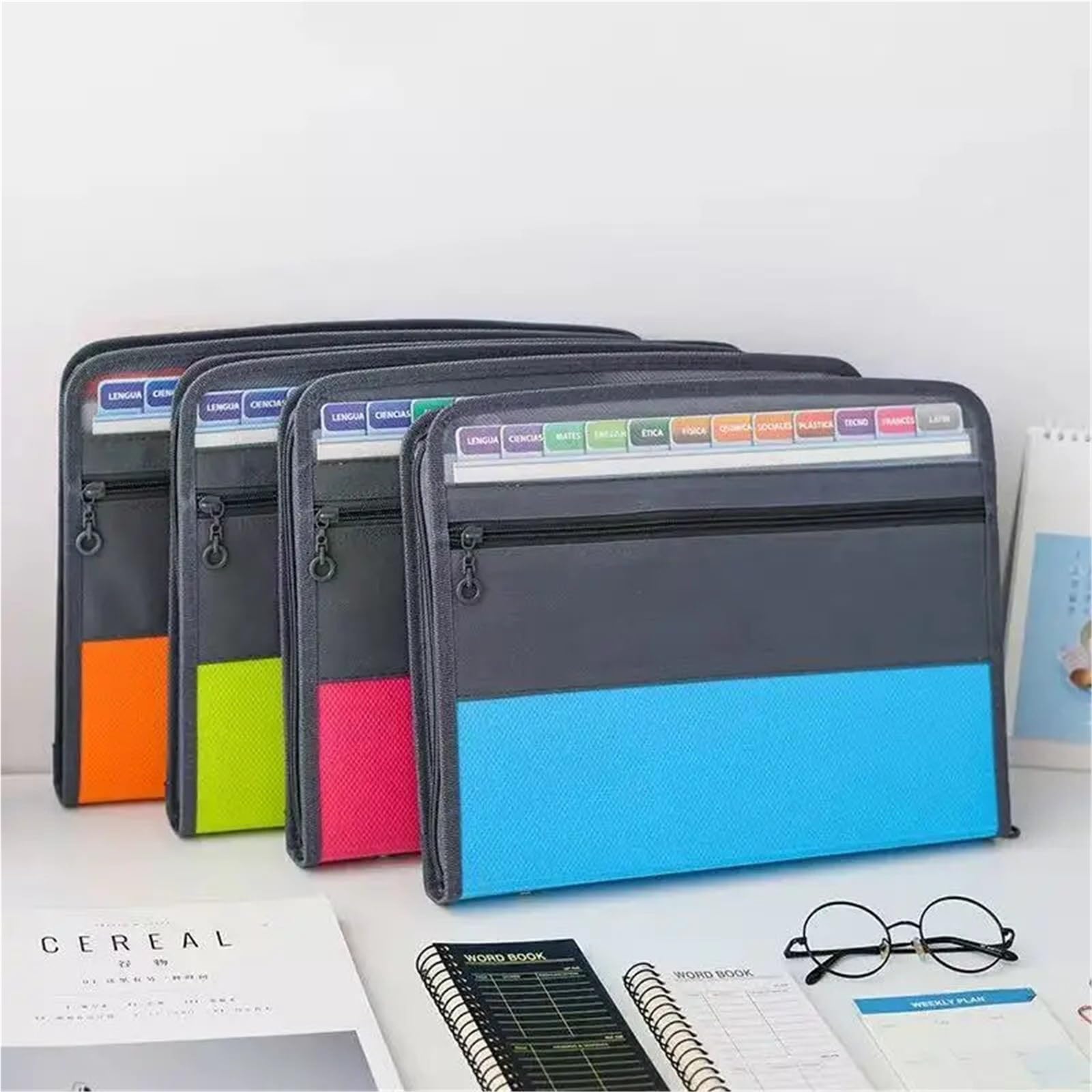 Porta Documenti Accordion File Folder Organizer | 13-Pocket Expanding File with Zipper and Pencil Pouch, for School Office(Black)