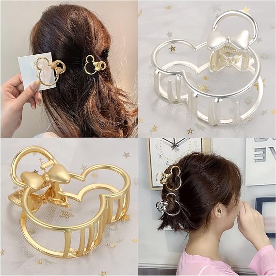 4Pcs Metal Hair Claw Clips Large Gold Silver Hair Clips Bear Head Hair Claw