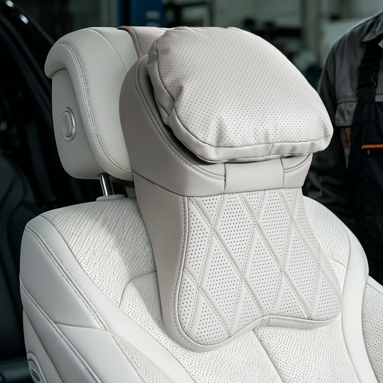 Reposacabezas Ergonómico para Coche Cojín Ergonómico Con Correa Ajustable | Cojín Reposacabezas para Automóvil para Oficina Conducción Viajes y Desplazamientos en Camión Avión