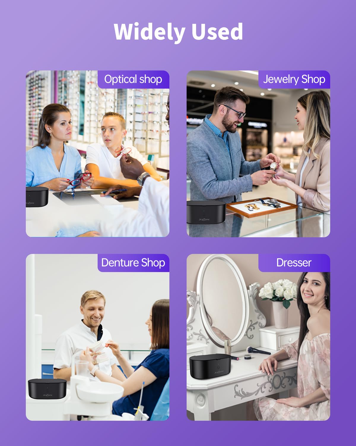 Ultrasonic Jewelry Cleaner, JeaTone 20oz Ring Cleaner, 46KHz Professional Jewelry Cleaner Ultrasonic Machine, Jewelry Cleaner for All Jewelry, Rings, Diamonds, Gold, Glasses, Dentures Black