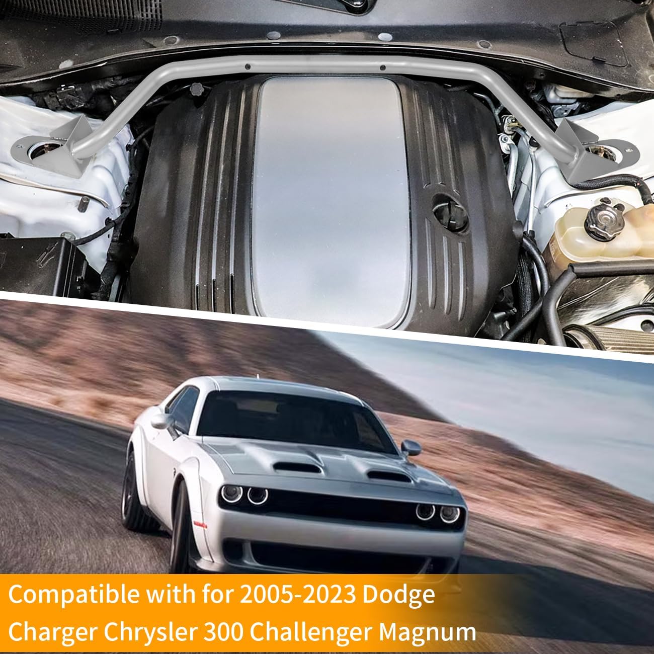 Front Strut Tower Brace Compatible With For 2005-2023 Dodge Charger Challenger Chrysler 300C Chrysler 300 SRT8 Magnum Shock Strut Bar Brace Replacement For 14901040 P5155002 P5155950