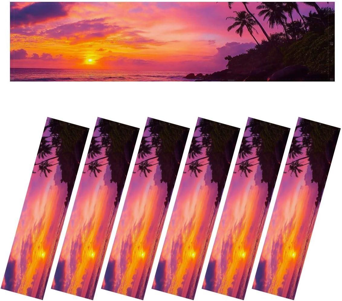 Fluorescent Light Covers for Ceiling Lights Sunset Beach Easy to Install Magnetic Light Filter for Classroom Office Hospitals School Home Decor