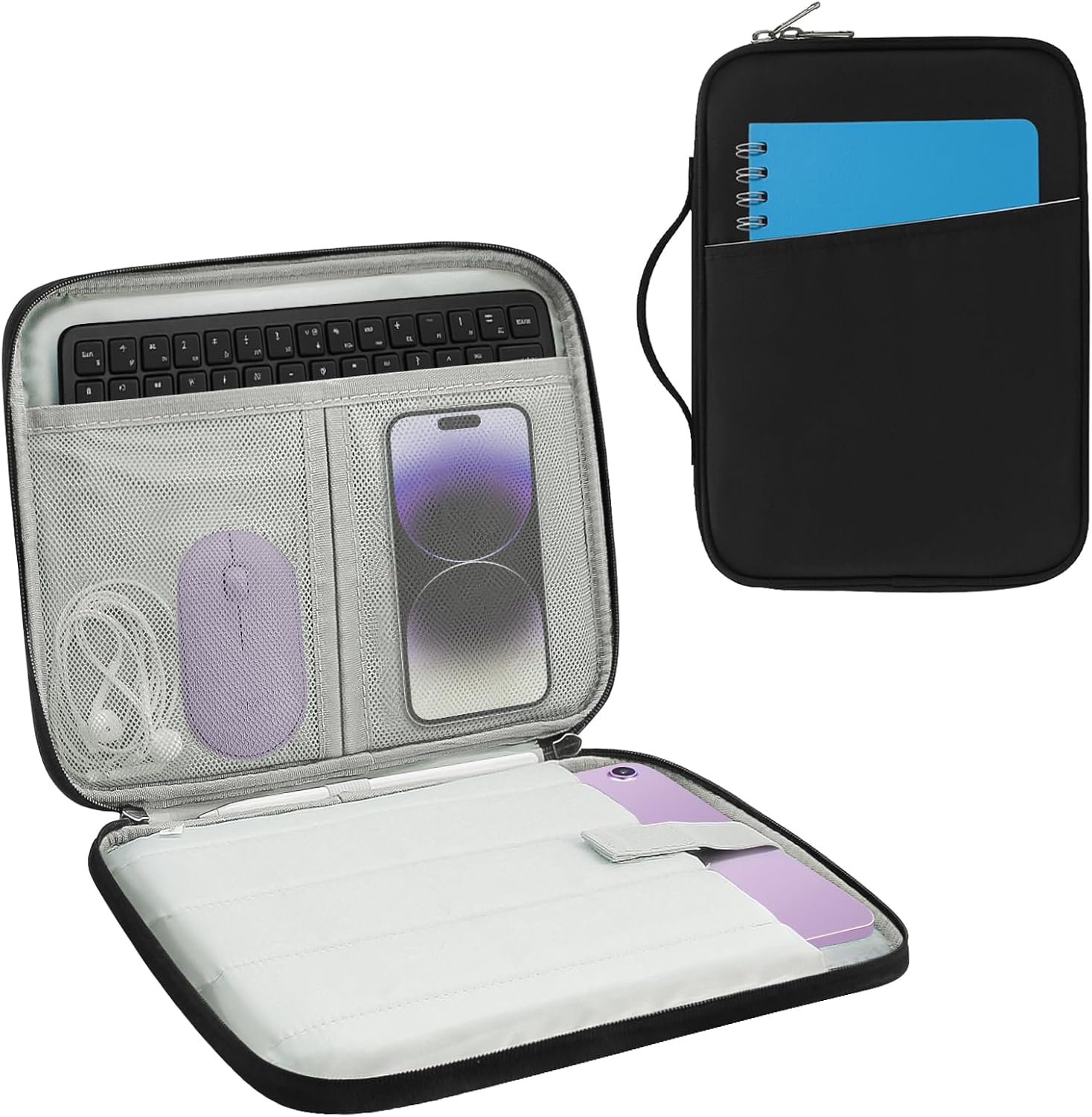 Tablet Sleeve Case with Handle,Fleece Lined Shock Absorption Travel Bag, Waterproof Oxford Cloth Leather & Accessory Pocket (11 in)
