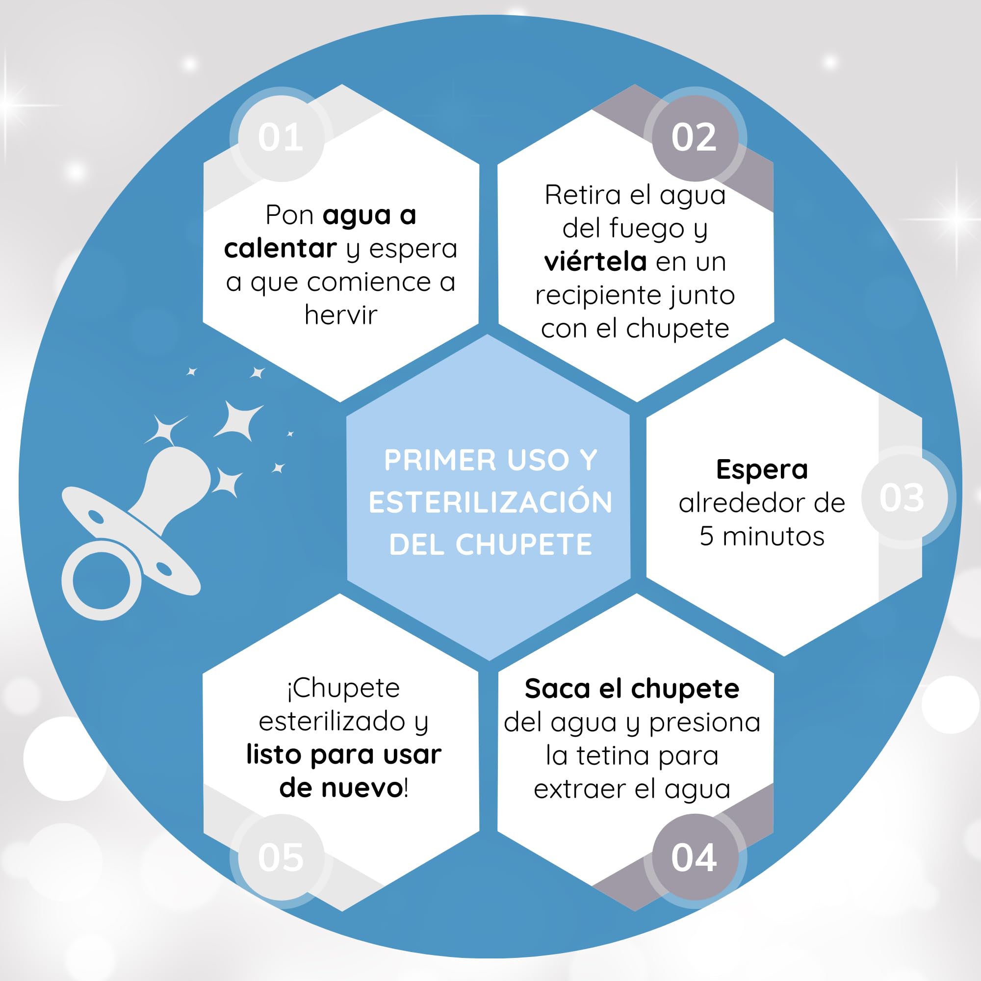 Chupete Personalizado 0 a 6 Meses con Nombre | Regalo Bebe Recien Nacido Niño | Tetina de Silicona Sin BPA | Suave Cómodo y Seguro | Presentado en Caja Regalo de Lujo (Azul) | BebeDeParis