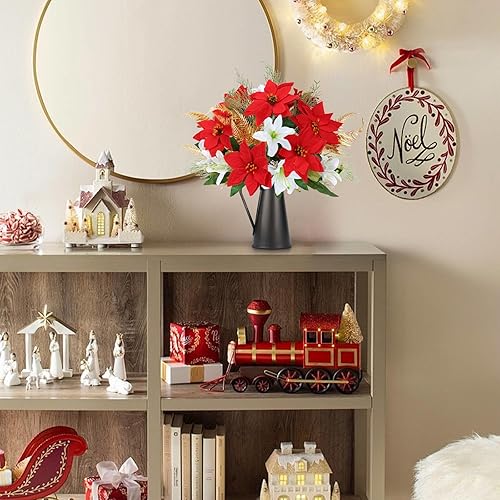 Miniatura 5 de MHMJON 12 plantas artificiales para exteriores, trébol falso de cuatro hojas con helecho boston, arbustos sintéticos, plantas de plástico