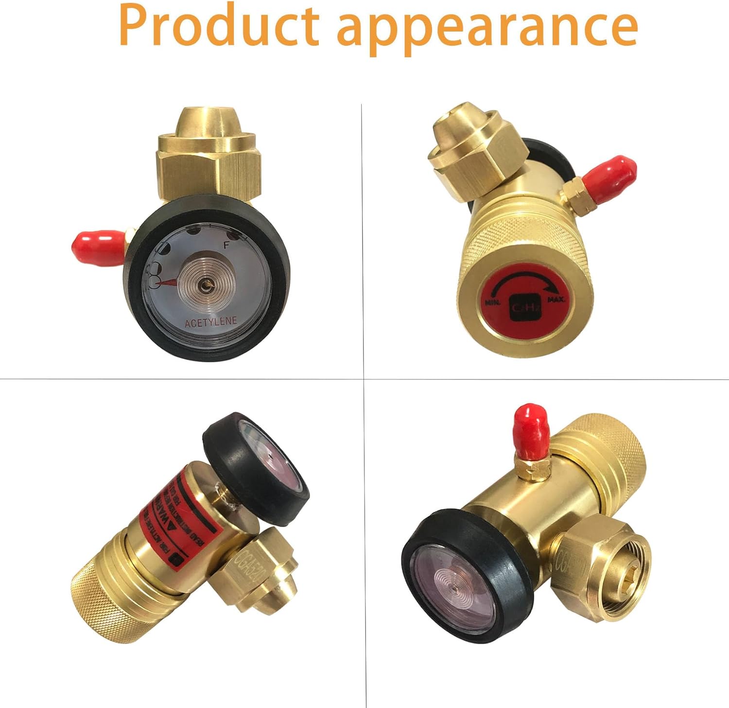 0386-0725 AR-B CGA520 Acetylene Regulator for B Tanks, for Turbo Torch regulator with Gauge, Use with TurboTorch Acetylene Kit, B Tank Torch Kit