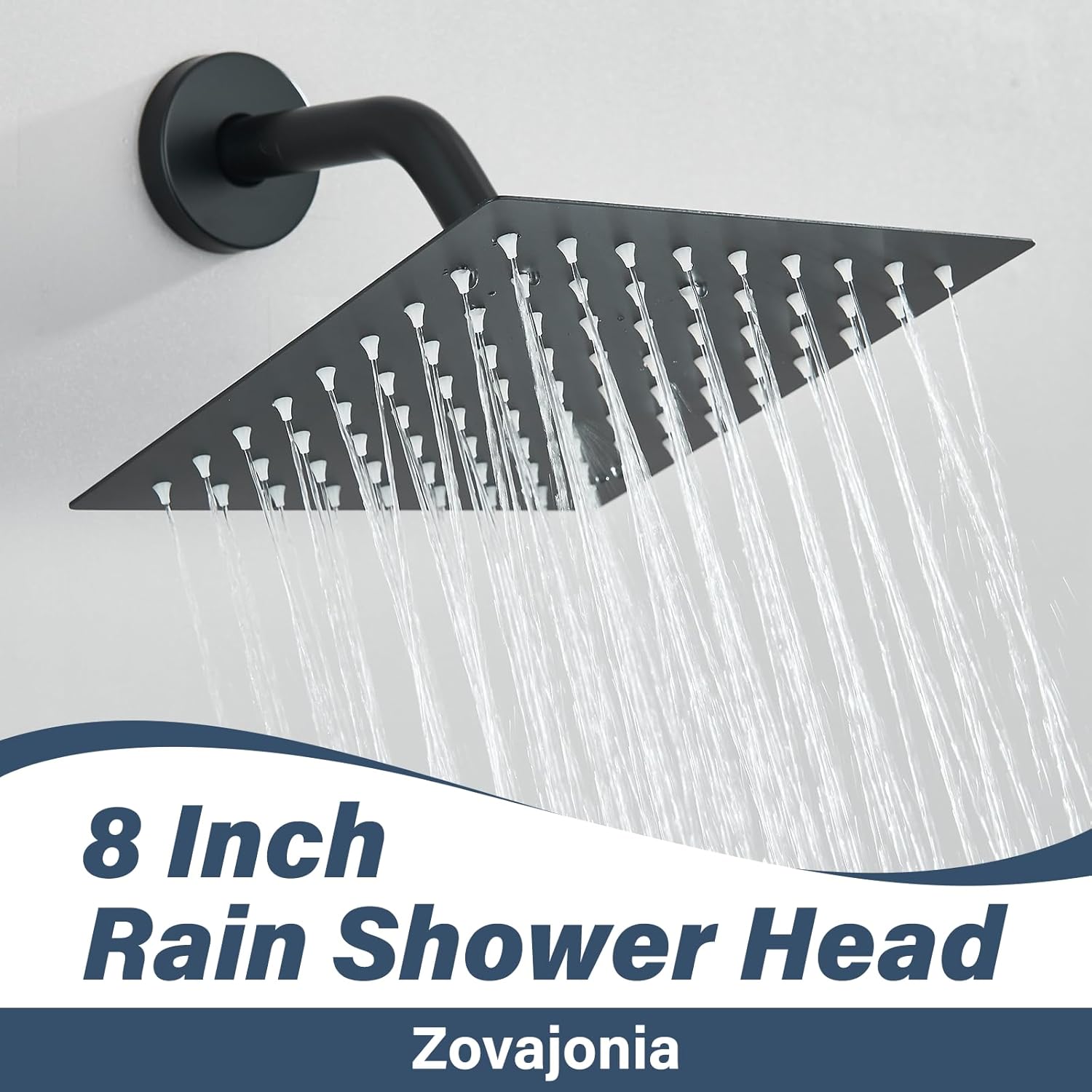 Shower Faucet Set Matte Balck Shower Sytem with 8 Inches Square Rain Shower Head,Zovajonia Shower Trim Kit with Brass Shower Valve,Shower Head and Tub Spout.……