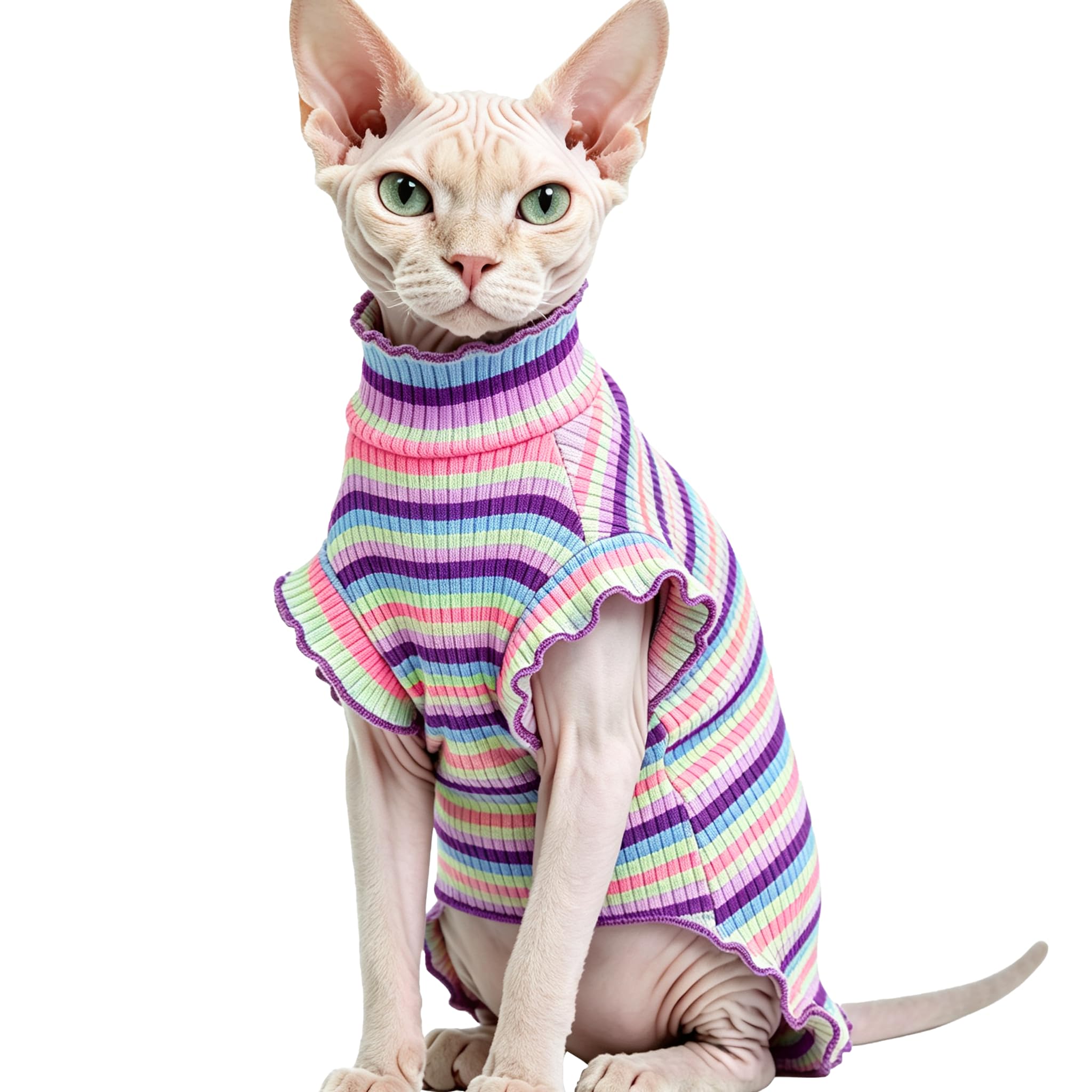 CHEERTAILS Colorful Stripe Sphynx Cat Clothes Hairless Cat Sweaters — image 1