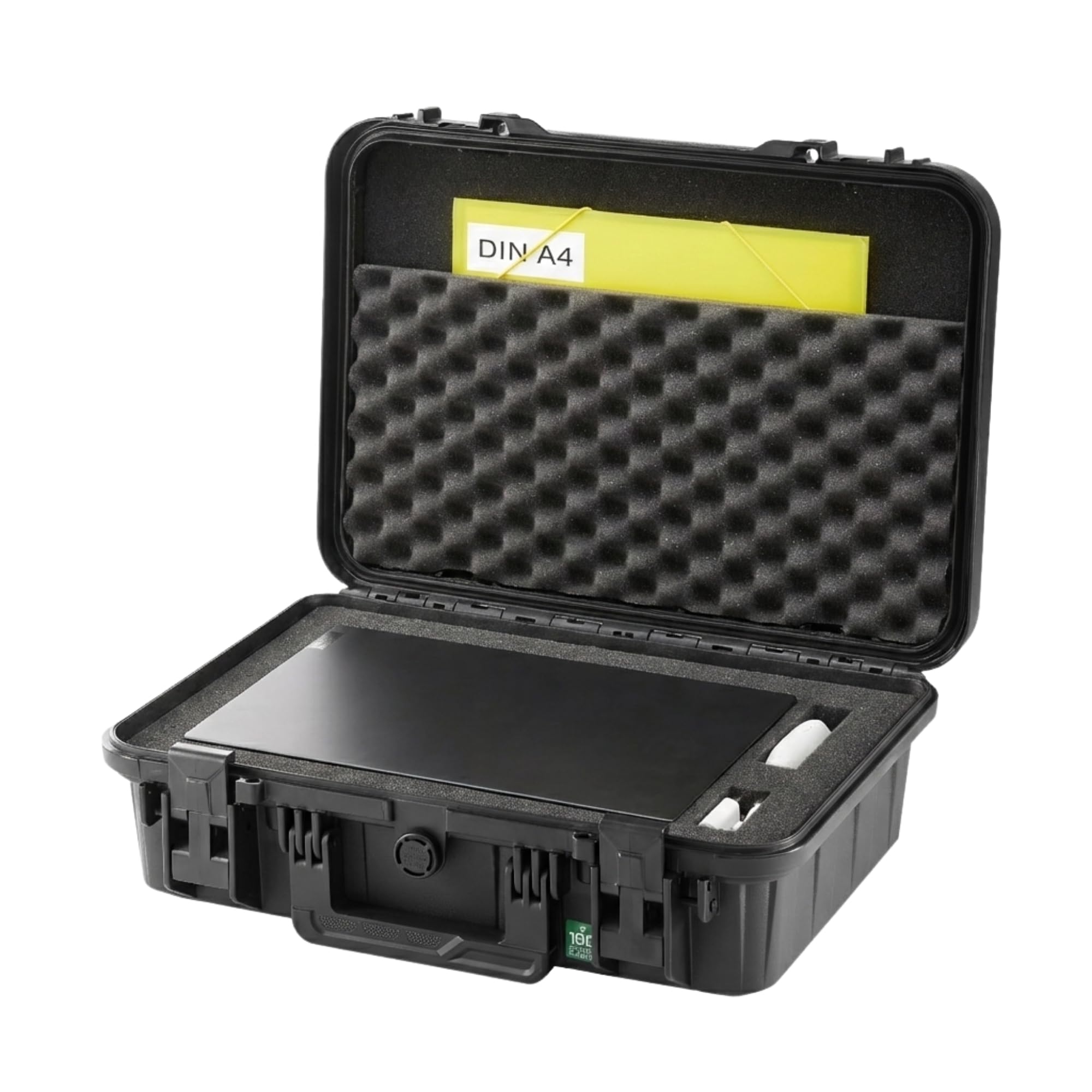 Valigetta TOMcase per notebook/laptop e accessori – valigetta rigida ECO impermeabile con tasca portadocumenti e schiuma espansa a griglia/a cubetti per 11-15 pollici da esterno – Prodotto in EU