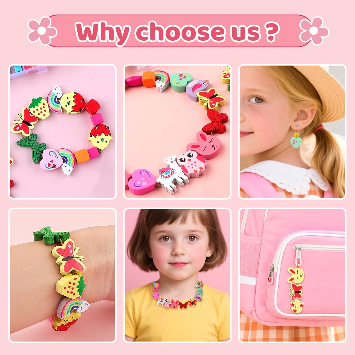 Craft Colourful Wooden Beads for Threading DIY Beads Jewellery Set Children's Wooden Beads with Hole for Threading Craft Beads for Bracelets Cord Set Necklaces Gift (500 Pieces Craft Colourful Wooden
