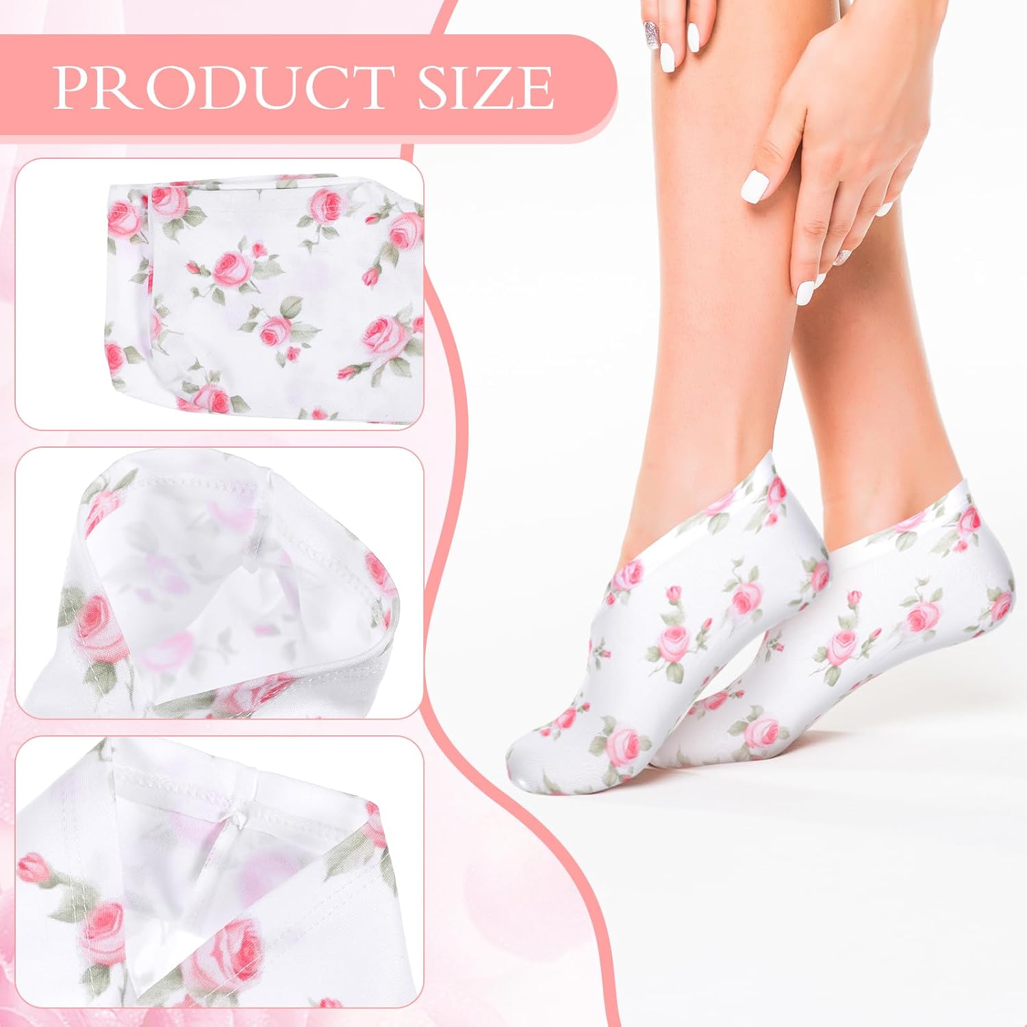 6Pcs Moisturizing Socks Overnight for Dry Cracked Feet, Cotton Sleep Socks Sleep Sock with Floral Print for Women Men, Soft Feet Moisturizer Sock for Softening, Care After Pedicure