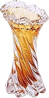 Suruim Hand Blown Amber Glass Vase - Unique Artistic Flower Vase for Centerpieces, Home Decor & Living Room Tables