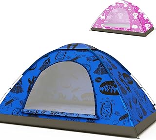 KidzAdventure 2 in 1 Kids Play Tent for Camping | 1 â€“ 2 Person Backpacking Tent | Ultralight Indoor & Outdoors Tents â€“ Adventure Theme