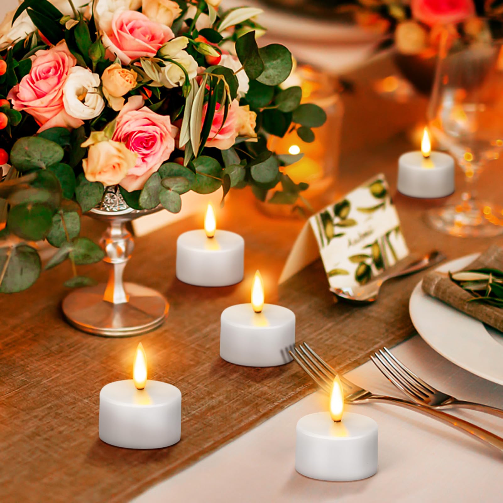 Rechargeable LED Tea Lights With Remote - 6 Pack Flameless Candles With Timer Function