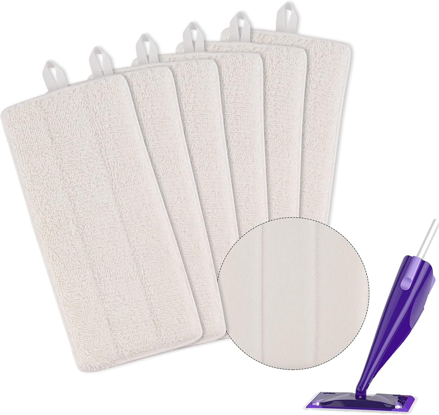 Reusable Mop Pads Compatible with Swiffer Wet Jet, Reusable & Durable Microfiber Mop Pads(6 Pack, White)