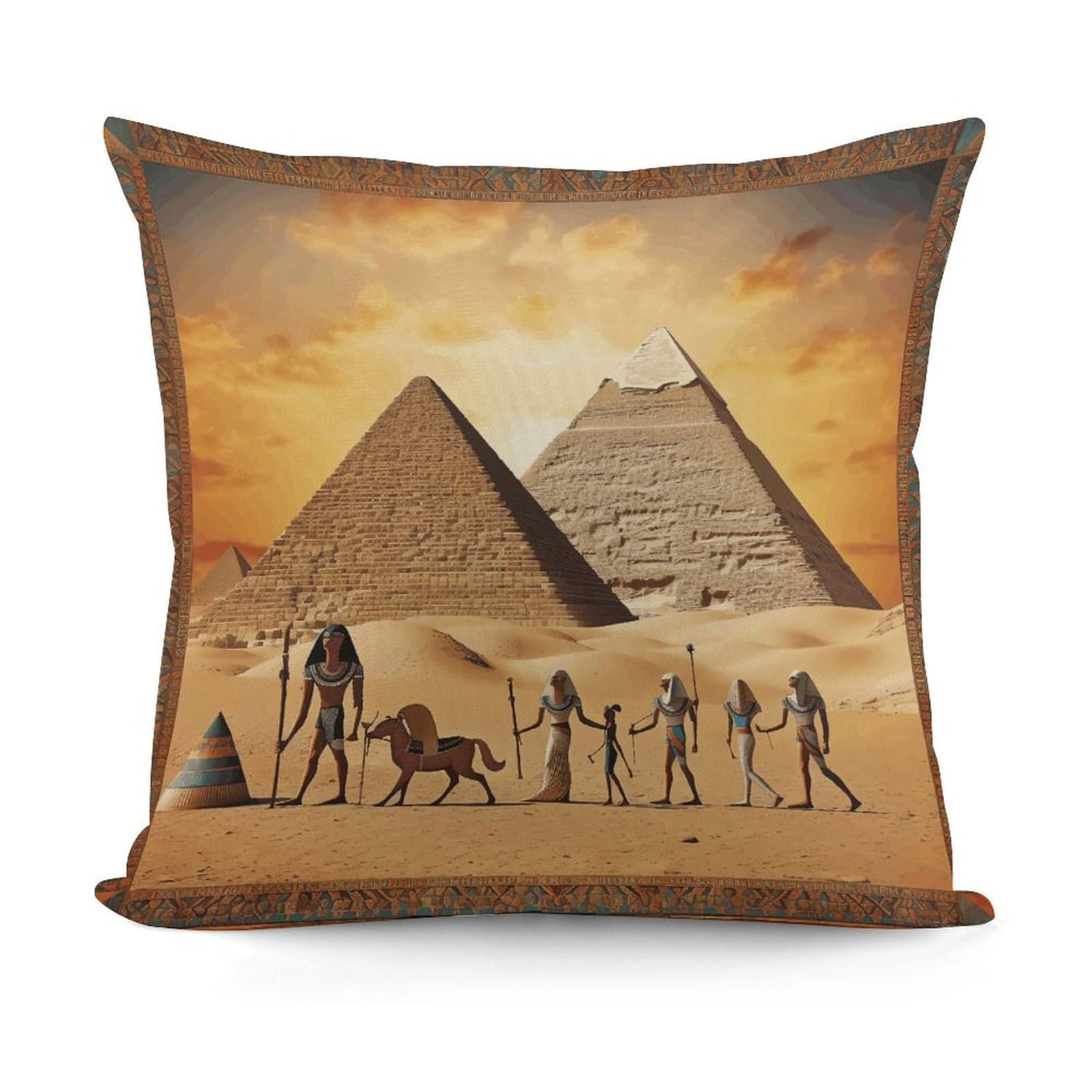 VstaDank Decorative Ancient Egypt Throw Pillow Covers Luxury Soft Pillowcases Fluffy Plush Accent Pillow Cases Personalized Square Lumbar Pillows Shells for All Seasons 18" X 18"