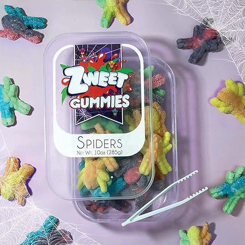 Miniatura 3 de Zweet Sour Gummy Spiders 10 onzas  Caramelo Kosher agrio, caramelo halal  Paquete resellable de caramelos de gomita ácida, insectos de gomita,