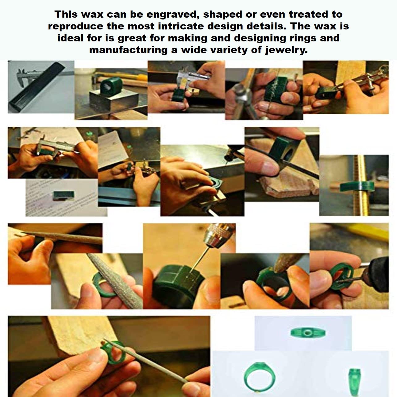 Tubo per colata di cera ad anello, stampo ad anello liscio per gioielli, cera verde dura, strumento di iniezione per tubo per colata di cera da intaglio, stampo in cera per decoupage, scultura in tubo