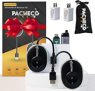 Wireless HDMI Transmitter and Receiver 4K, Pacheco Tech Streaming Media Video/Audio/File HDMI Wireless Extender, for Laptop, Camera, Cable Box, Netflix, PS5, Phone to Monitor, Projector, HDTV 165FT