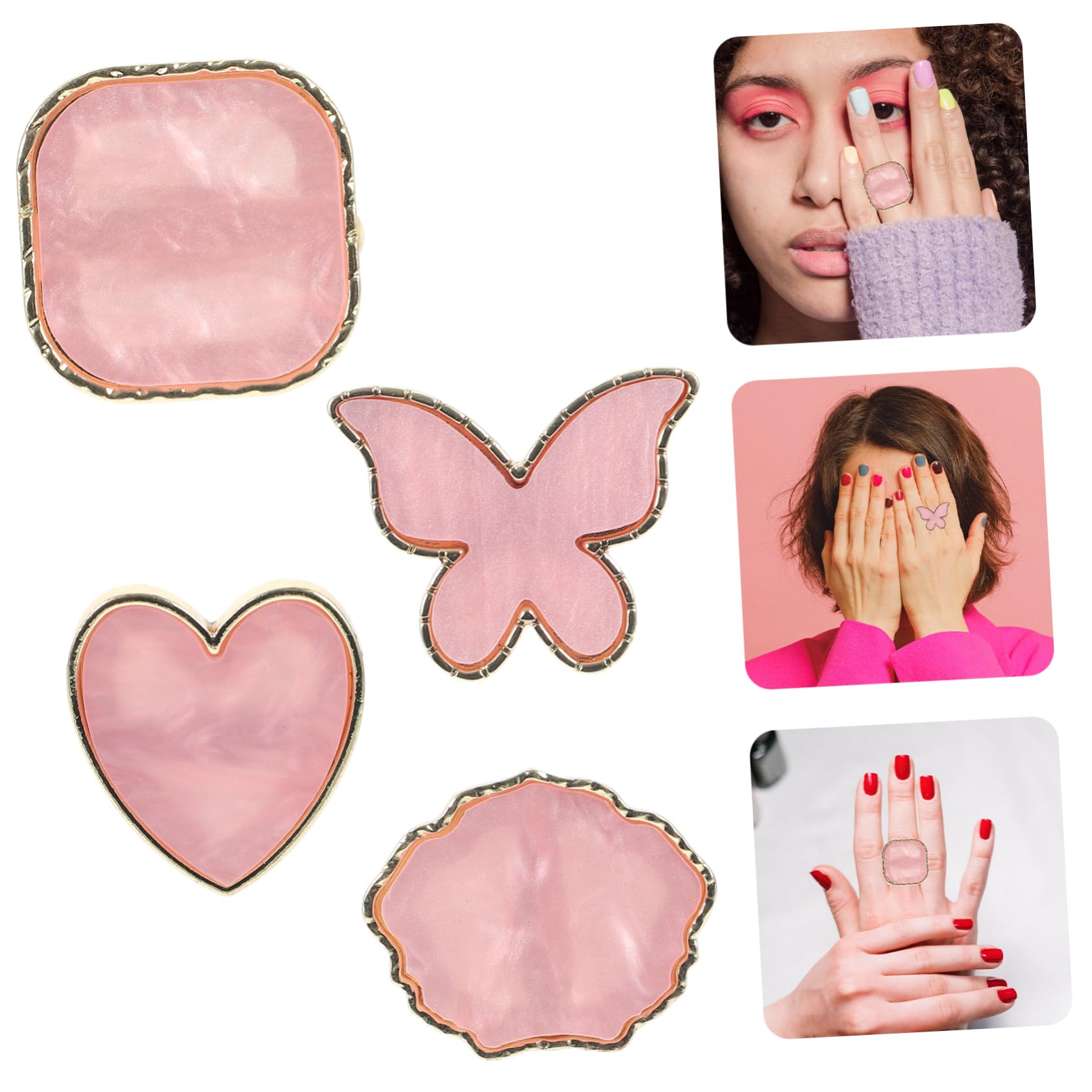 Beavorty 20pièces Palette De Mélange De Pour Nail Art De Anneaux Imitant Coquillages Outil Pratique De Manucure Portable Pour Créations Artistiques Ongles