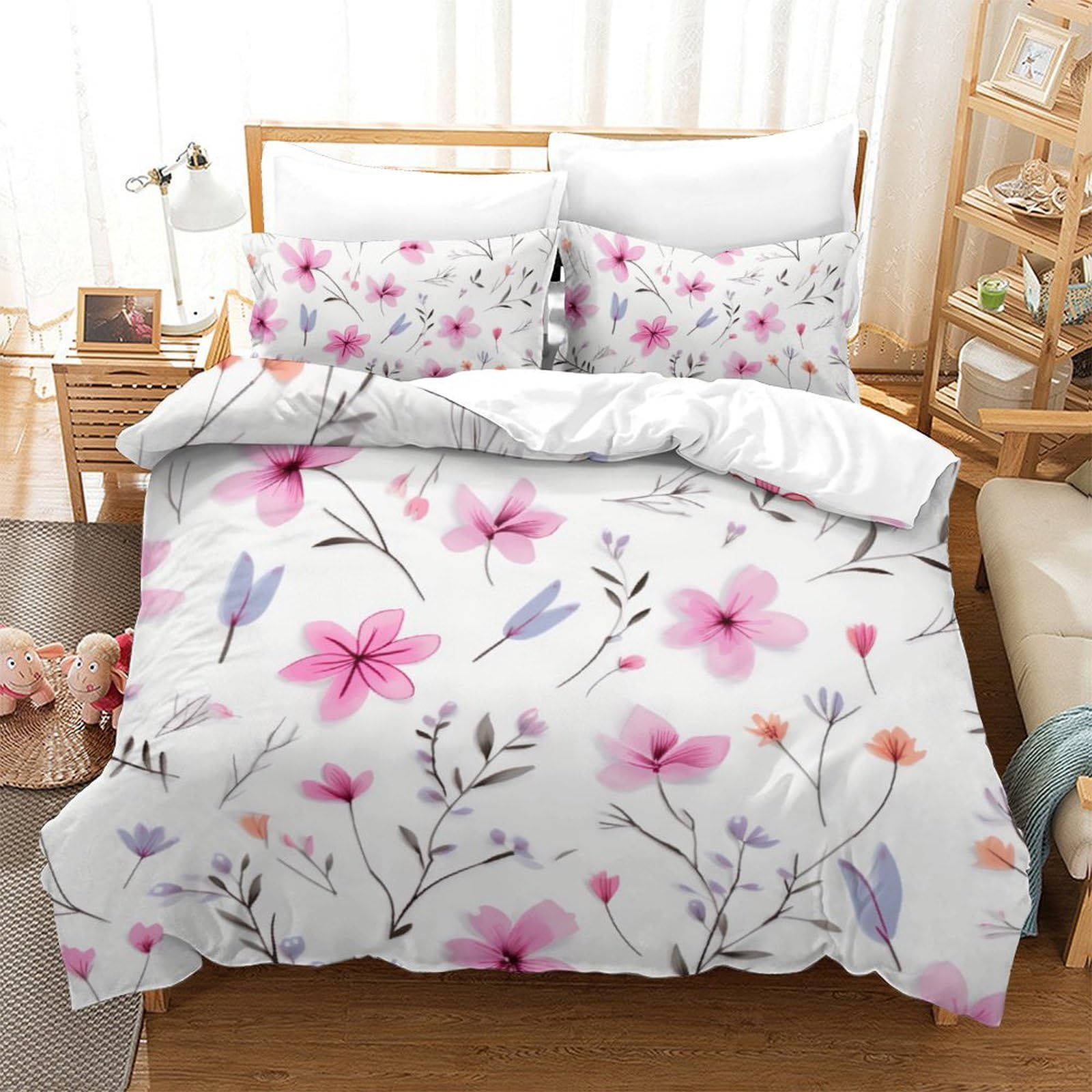 Fleurs housse de couette 3D parure de lit microfibre pour décorer la chambre ado