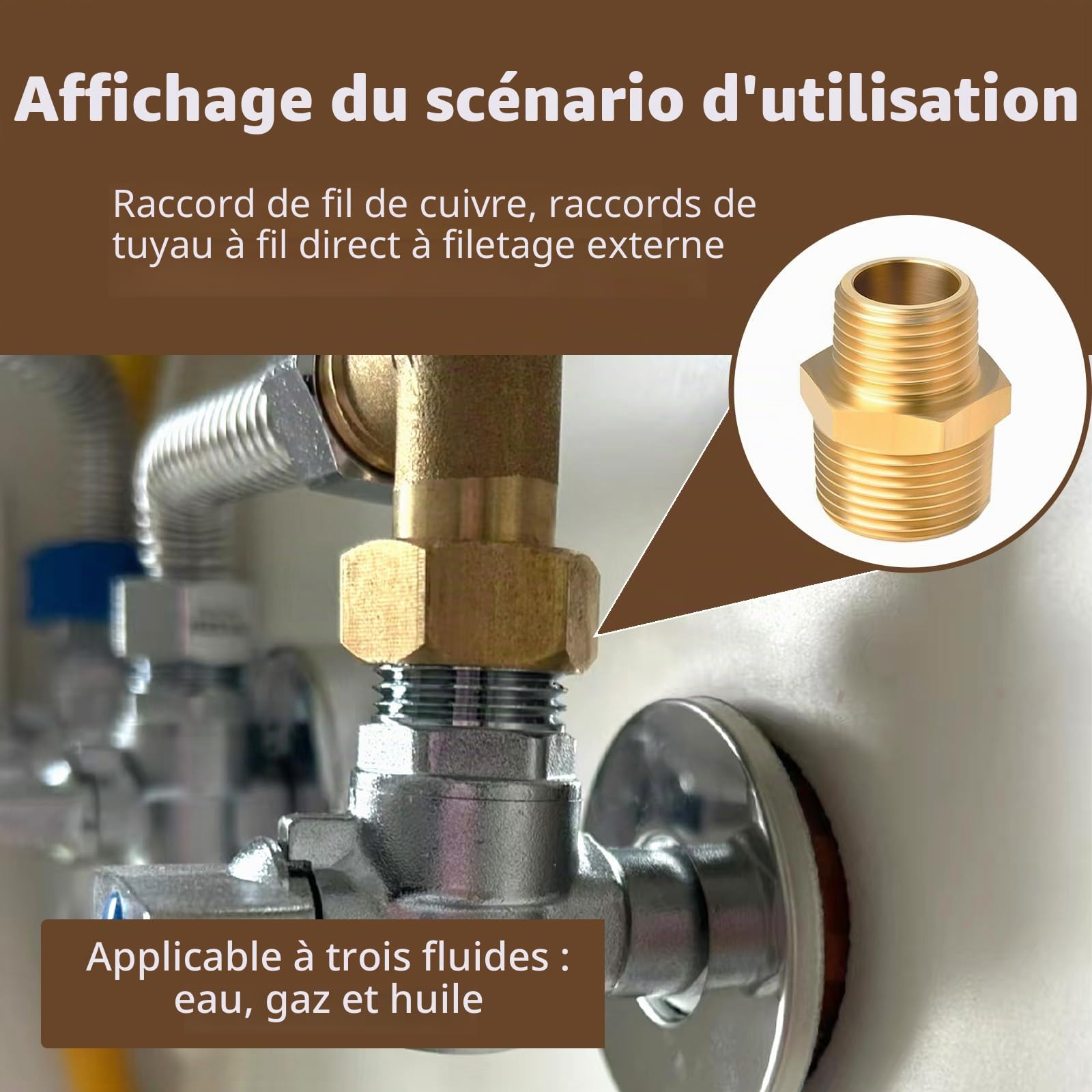 2 Pièces Raccords Réducteurs en Laiton 1/2" Mâle à 3/4" Mâle, Mamelon 1/2 Male 3/4 Male, Connecteurs pour Tuyaux, Raccords de Plomberie Durables et Température Résistants (20 x 25 mm)