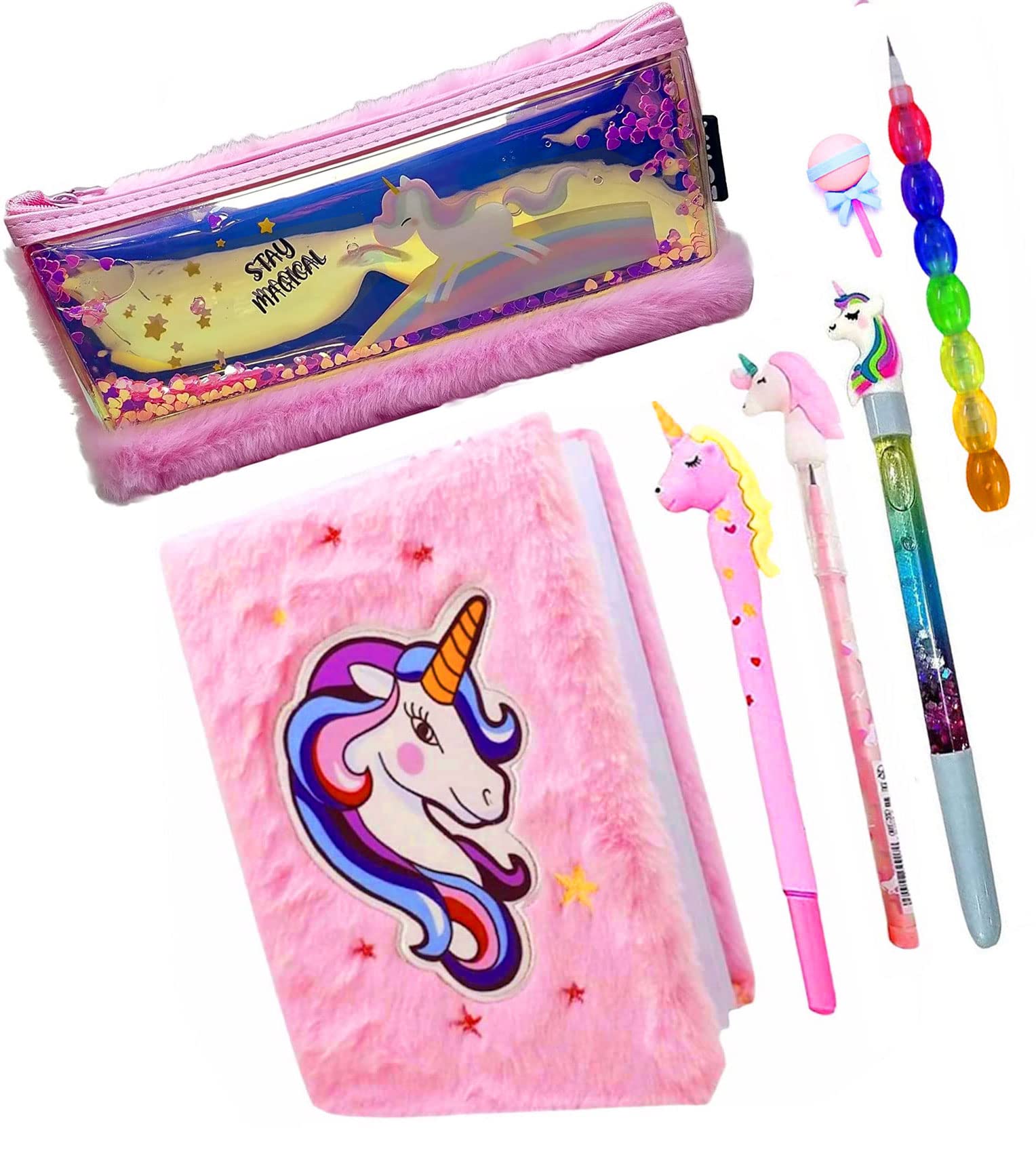 Neel® unicorn fur diary, unicorn furry notebook for girls with fur pencil box, unicorn pen, unicorn bullet pencil, Water Fur pencil pouch, designer eraser 7 pieces stationery item unicorn collection (B09WN1WKR2) Amazon Price History, Amazon Price Tracker