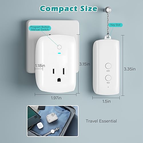 Miniatura 4 de Kit de interruptor de encendidoapagado de enchufe de control remoto de 80 pies, no necesita WiFi, interruptor de luz de alimentación inalámbrico de