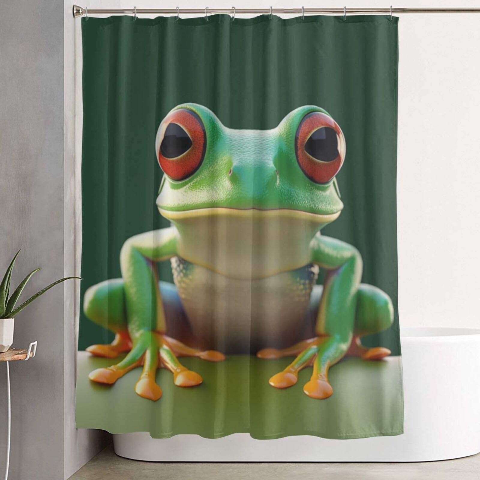 Rideau de douche grenouille imperméable 183x183 cm avec 12 crochets pour salle de bain