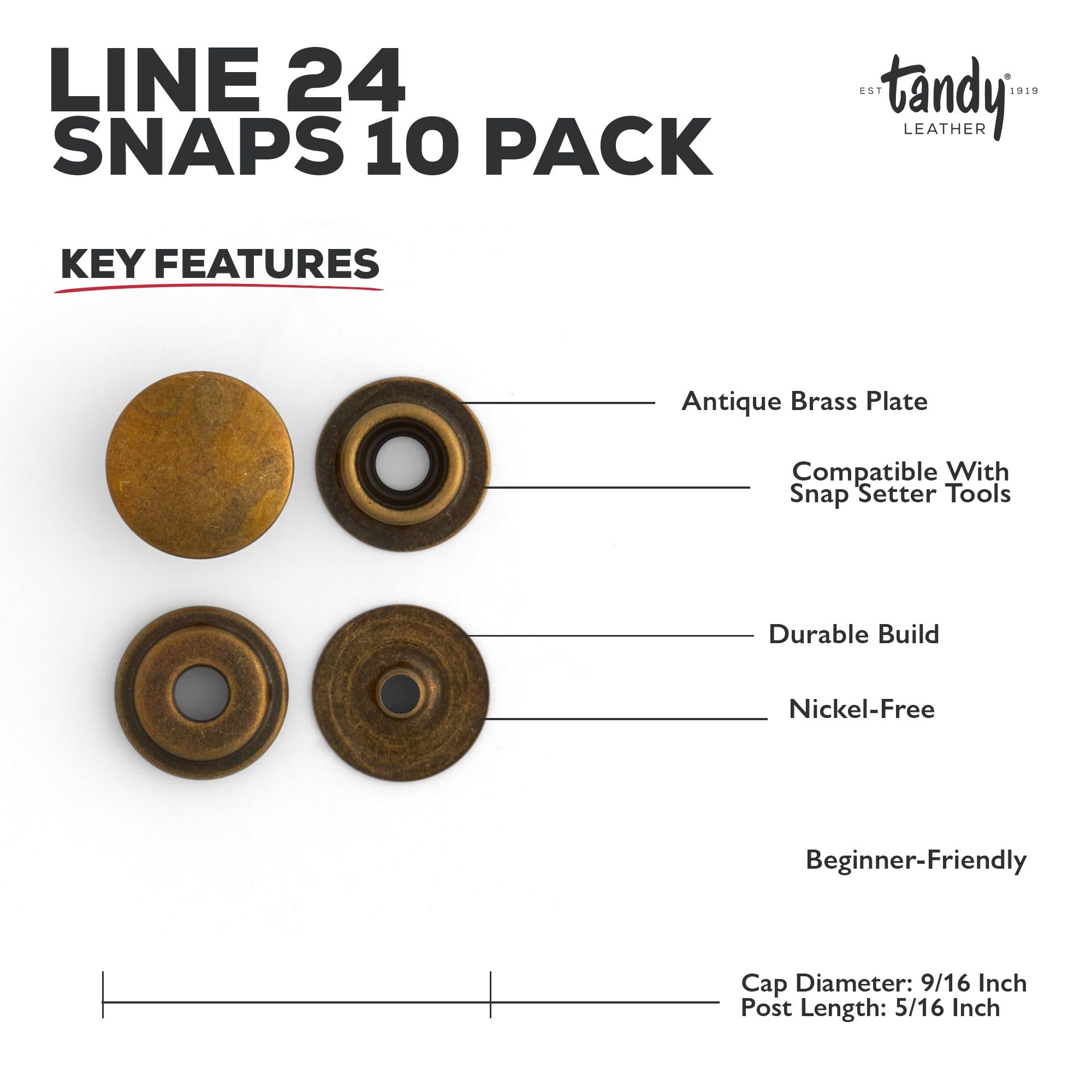 Amazon.com: Tandy Leather Line 24 Snaps 10/pk 1263-01 (10, Antique