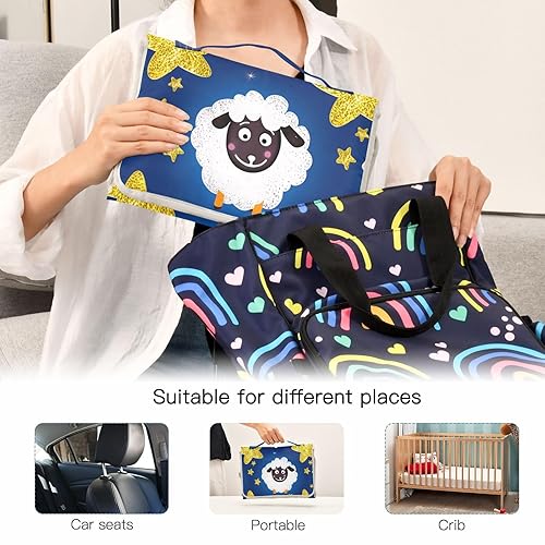 Miniatura 5 de Cute Sheep Portable Changing Pad with Built-in Pillow, Waterproof Foldable Baby Diaper Changing Pads, Diaper Mat for Boys and Girls