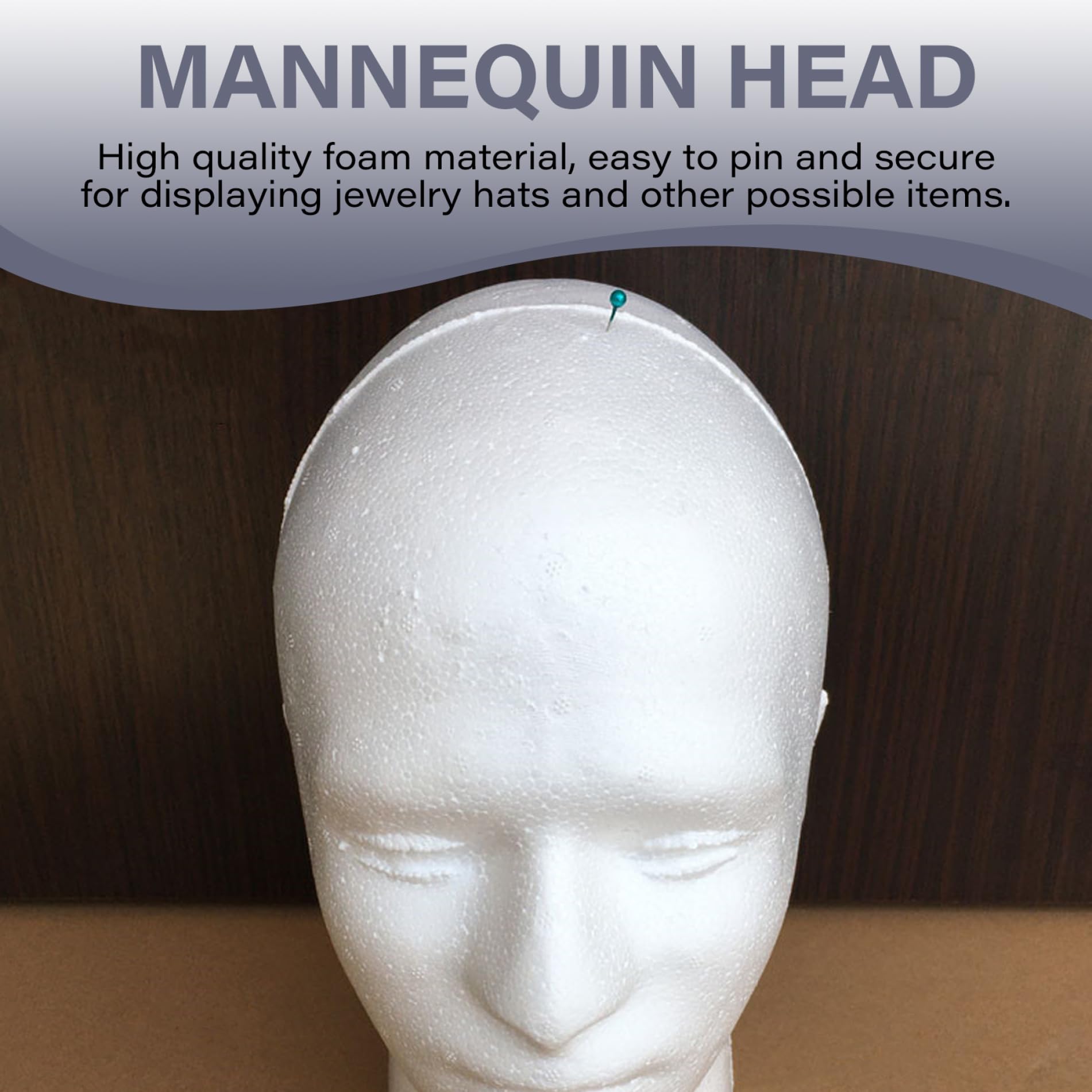 4pcs Styroporkopf, Schaufensterpuppenkopf männliches Haar Schaufensterpuppe Weißer Schaumkopf Modell Hutmasken Brille Hut Perücke Ausstellung Manikin Kopf für Zuhause, Salon, Shop