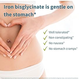 Igennus Clean Iron Bisglycinate 20mg, Vitamin C, 6 Month Supply, Gentle Chelated High Absorption Formula & Targeted Release Ferrous Bisglycinate for Women and Men, One Daily, Vegan, 180 Tablets