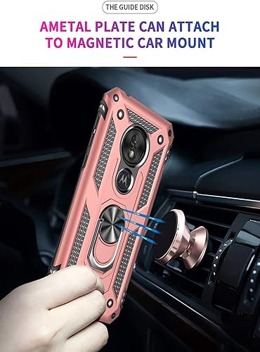 Miniatura 5 de Funda para Moto G7 PlayMoto G7 Optimo (XT1952DL), grado militar, anillo de metal, soporte magnético, funda de armadura resistente para Motorola Moto