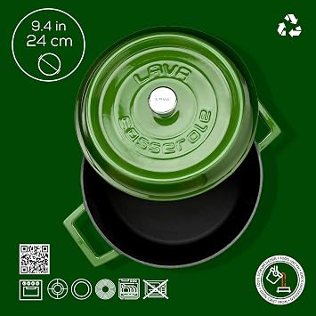 LAVA Metal Casting Round Pot, 24 cm, Green