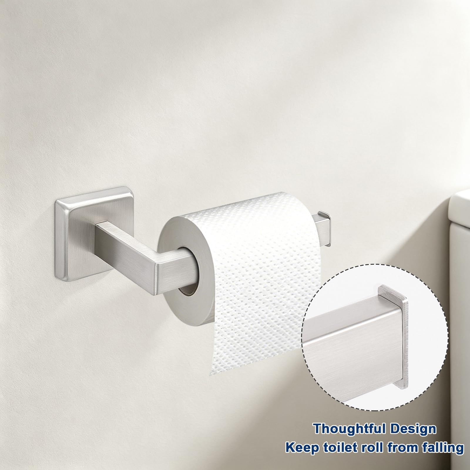 NearMoon Bath Square Toilet Paper Holder, Premium SUS304 Stainless Steel Rustproof Wall Mounted Toilet Roll Holder for Bathroom, Kitchen, Washroom (Brushed Nickel) — Amazon image 3
