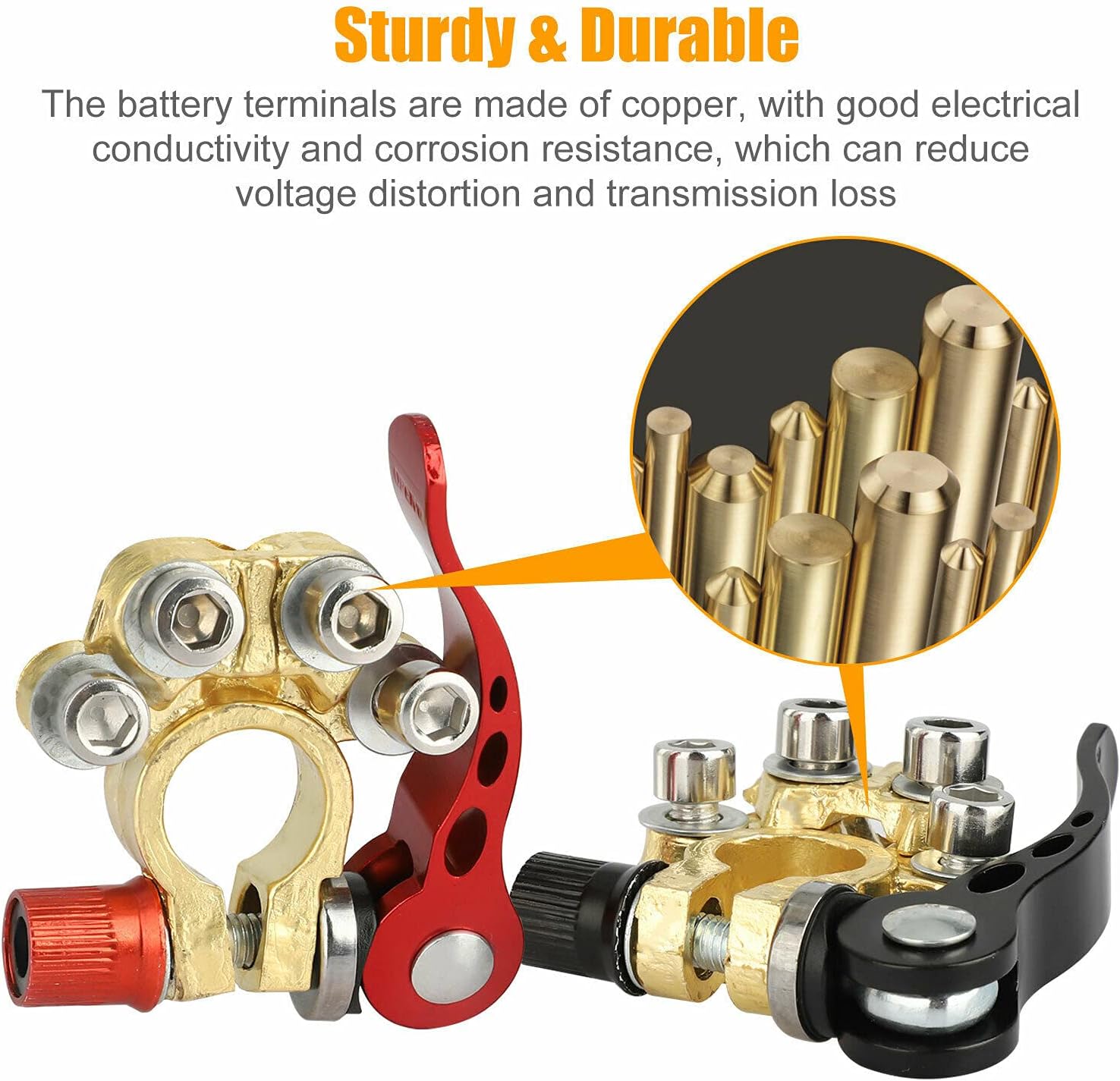 10Pair Battery Terminal Clamp Connectors, 4 Way Positive Negative Car Battery Terminals Connector Quick Release Disconnect for SAE/JIS Type A Posts